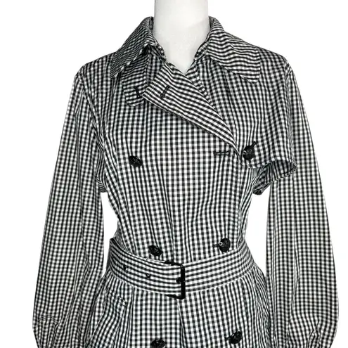 NWOT LRL Ralph Lauren Large Double Breasted Gingham Trench Coat Long Jacket Black