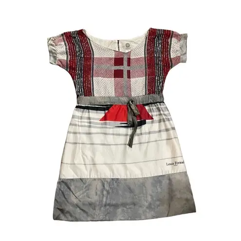 Launch by Susan Young abstract sailboat novelty 100% silk dress size XS Red