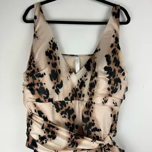 Cacique NWT Swim No Wire One Piece Sz 28 Animal Print Belt Tie Waist