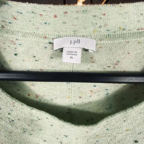 J Jill Colorful Speckled Confetti Sweater XL Pullover Crew Neck Green Soft Rayon