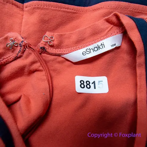 Eshakti Contrast trim cotton knit dress in coral red cotton blend women size 16W