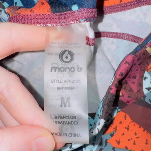 Mono B Women's High Waisted Kaleidoscope Camo Print Full Length Athletic Legging Blue Size M