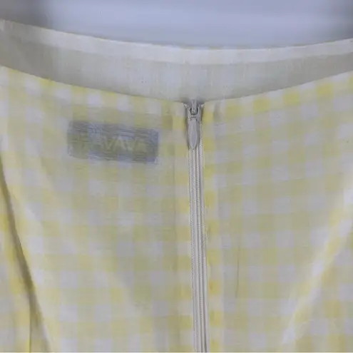 AVAVAV Firenze Sheer Gingham Puff Sleeve Top Feminine Prairie Lightweight Yellow Size L