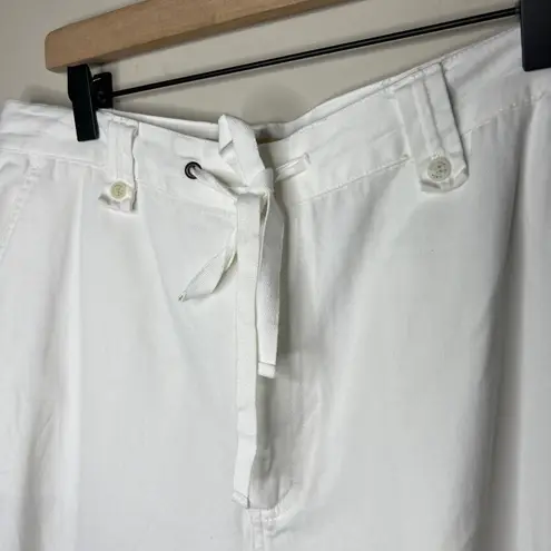 Kate Hill Woman 14W White Cotton Wide-Leg High-Rise Pants Classic Cottage Beach
