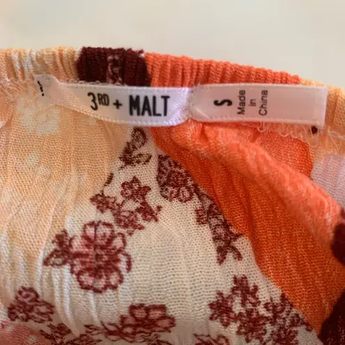 3rd + Malt Quilt Pattern Orange, Pink, Brown Boho Prairie Dress Size Small