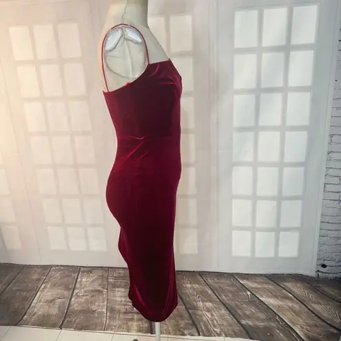 Abyss By Abby Maroon Velvet Sleeveless Bodycon Midi Dress Size XS