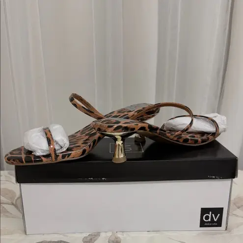 Dolce Vita Leopard Print Heeled Sandals Brown Size 7.5