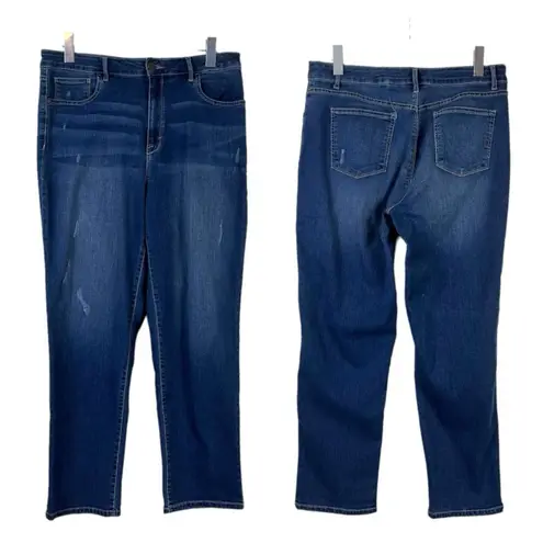 Time and Tru Plus Jeans Straight Leg Distressed High Rise Medium Wash Size 16 Blue