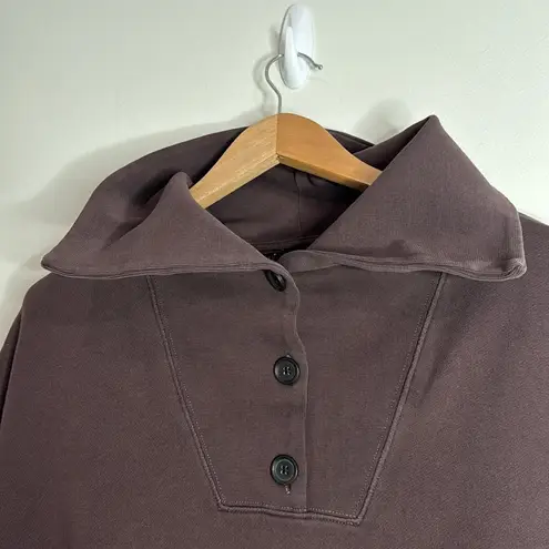Banana Republic Factory Roasted Cacao Boxy Polo Sweatshirt Button Collar Size M Brown Size M