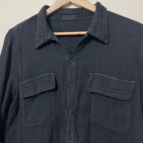 CP Shades  Cotton Gauze Button Down Shirt Size Small Black Faded