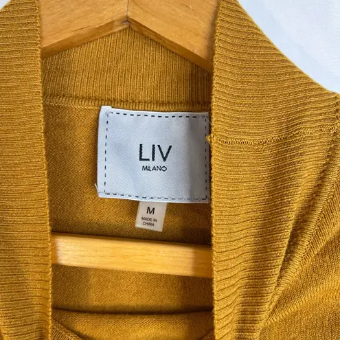 Liv Milano Studded Puff Sleeve Gold Dressy Sweater Mock Neck Size Medium