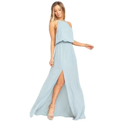 Show Me Your Mumu  Bridesmaid Heather Halter Dress‎ in Silver Sage Crisp Size L