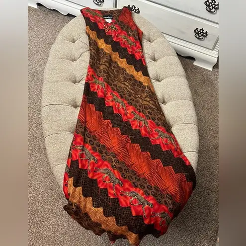 Y2K Safari Print Maxi Dress Red Size 4P