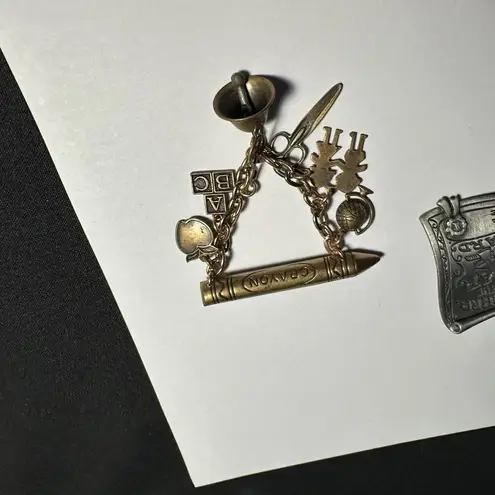 Lot Of 2 Brooch Pins Teaching / School / Teacher Related 1 Signed AJC