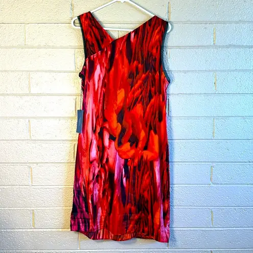 Simply Vera Vera Wang Orange black Asymmetrical Ruched Sheath Dress Size L