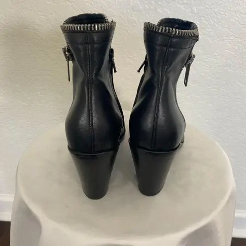 Diesel Black Chunky Zipper Leather Pointy Steel Toe Ankle Biker Western Boots 8