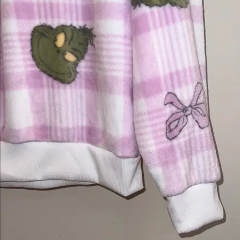 The Grinch Pink Plaid Fleece Sweatshirt • Size Medium • Holiday Cozy Top NWT