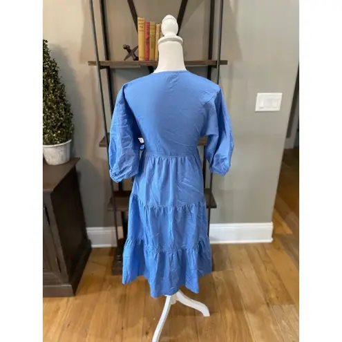 Sweet Baby Jamie Tiered Wrap Midi Dress Blue Womens Size Small