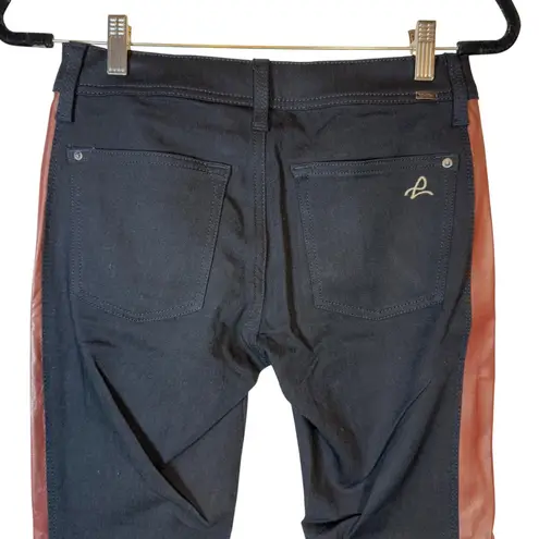 DL1961 Emma Legging Black with Brown Leather Side Stripe Size 27 Equestrian