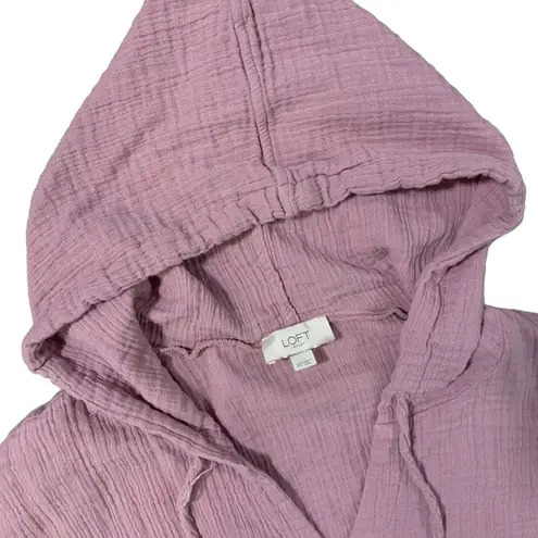 Loft  | Mauve Light Purple Hooded Pullover 100% Cotton Lightweight Beachy Size XS