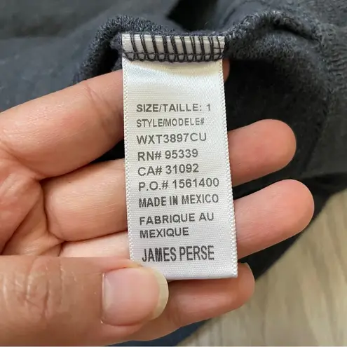 James Perse V Neck Long Sleeve Pullover Sweater Blue Gray (Small)