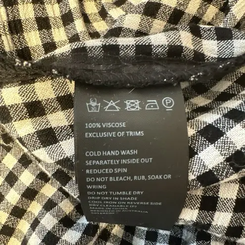 Bardot Cindy Off Shoulder Midi Dress Size 6 S Black Gingham Smocked Babydoll