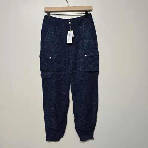 Johnny Was Biya Blue Kiarra Jacquard Cargo Pants B67324-1 Boho Chic Sz 4