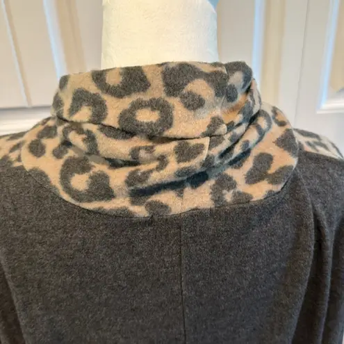 First Love Small Leopard Animal Print Chevron Cowl Neck Sweater Top