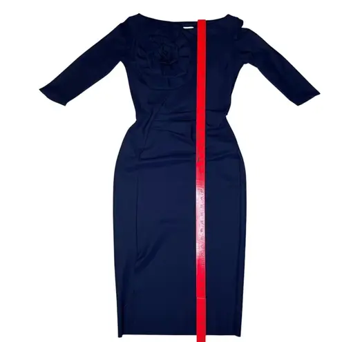 Chiara Boni La Petite Robe Rosette Sheath Dress Navy Italy 40 US 4 Retail $1,095
