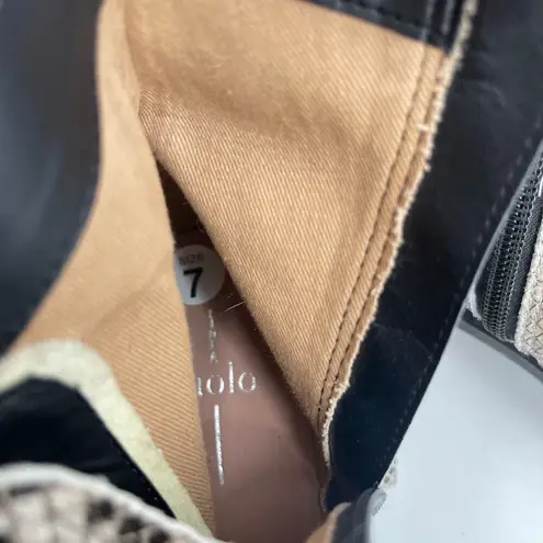 Linea Paolo Boots SZ 7 Trinity Cream Snakeskin Leather NWOT Combat Lace Up NEW Black