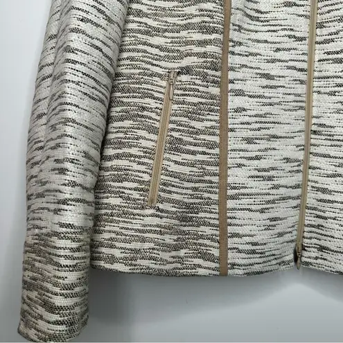 Lafayette 148 New York Beige Linen Blend Zip Up Blazer Size 14 Tan