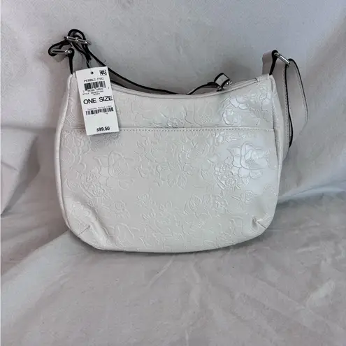 Giani Bernini Giani Bernini White Shoulder Bag with Adjustable Strap and Textured Finish