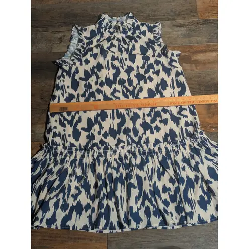 Pinch Women's Abstract Print Ruffle Trim Mock Neck Mini Dress