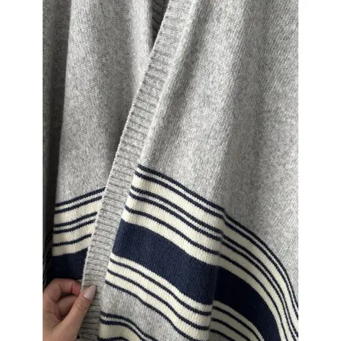 Gap  Grey Knit Wool Blend Poncho Sweater Cream and Blue‎ Stripes OS Cottagecore