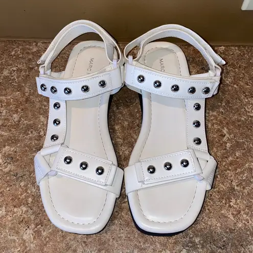 Marc Fisher EUC  Kizzy White Studded Adjustable Platform Sandals size 7.5