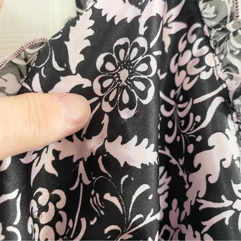 Linea Donatella Vintage Womens M Soft & Lace Cami Top Black Pink Floral Babydoll