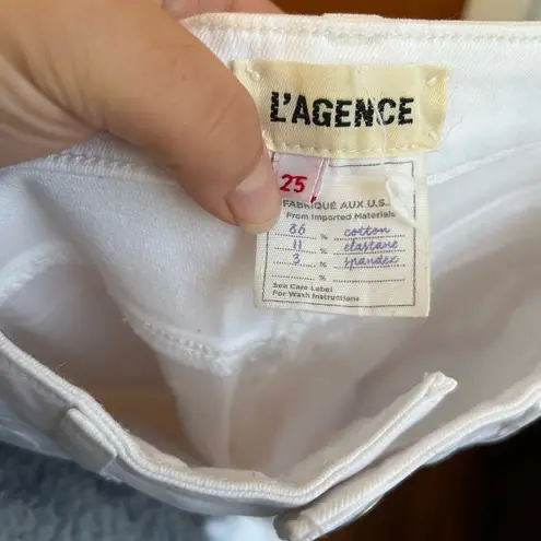 L'Agence L’AGENCE KENDRA HIGH RISE CROPPED FLARE WHITE COATED JEANS