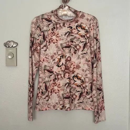 Wilfred Aritzia Cheval Floral Mock Neck Top Womens M Multicolor Body Contour