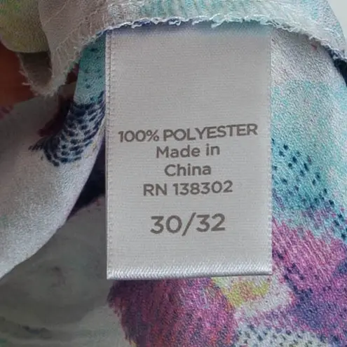 Avenue Womens Abstract Blouse Top Keyhole Neck Size 30/32 Artsy Flowy Fairy