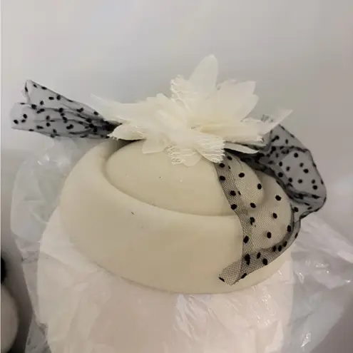 Vintage White and Black Polka Dot Fascinator Kentucky Derby