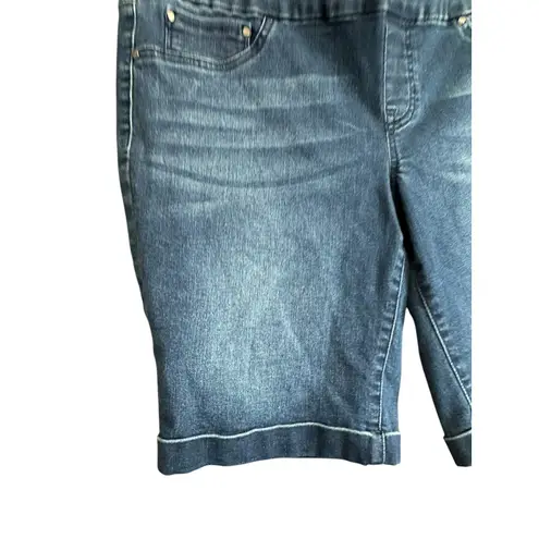 Natural Reflections Women Denim Shorts Comfort Stretch Elastic Waist Blue Size S