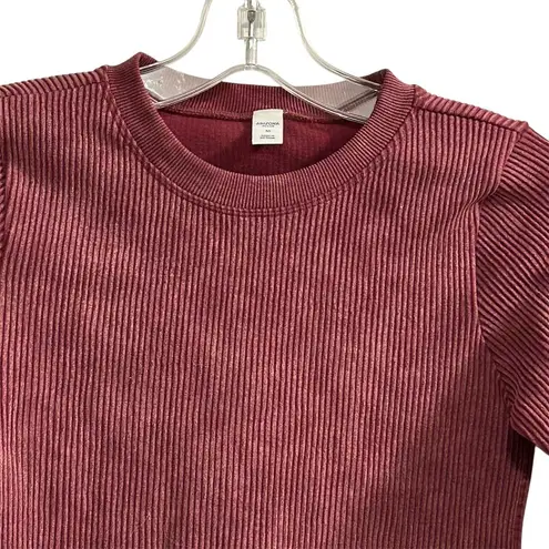 Arizona Women's Red Ribbed Long Sleeve Cropped Top Size M