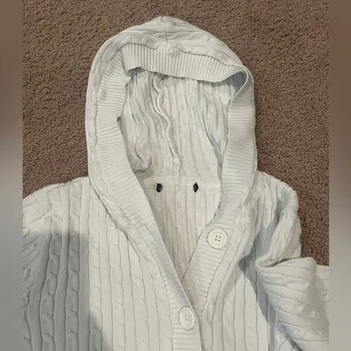 Women's 3/4 sleeve knitted cardigan with hood White