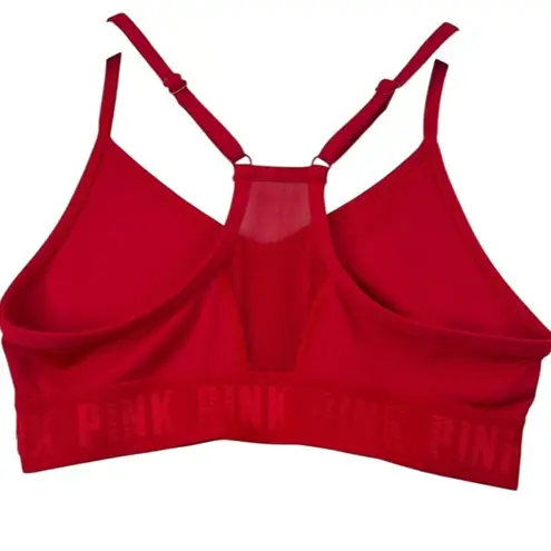 PINK Victoria's Secret Racerback Strappy Sports Bra XXS Logo Spellout Activewear Red