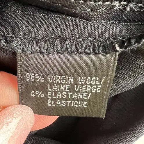 Lafayette 148 Black Virgin Wool & Stretch Wide Leg Menswear Pants Size 12 Hemmed