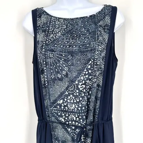 BCBG Maxazria Parisian blue dress textured denim print Asymetrical small urika