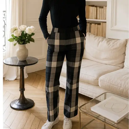 Urban Outfitters  Tasha High Rise Kick Flare Pants Black Plaid Motif Size XS NWT