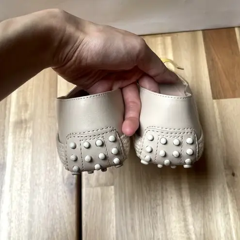 Tod's Women Beige Leather Espadrille Loafer Flats Suede Ribbon Bow Size 5.5 Tan