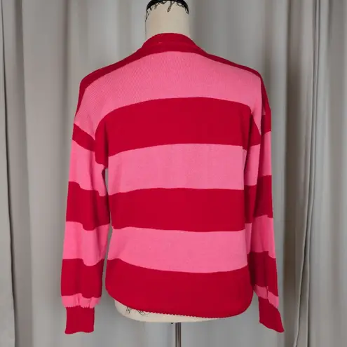 Sanrio Hello Kitty Striped Long Sleeve Crew Neck Sweater by Pink and Red Medium