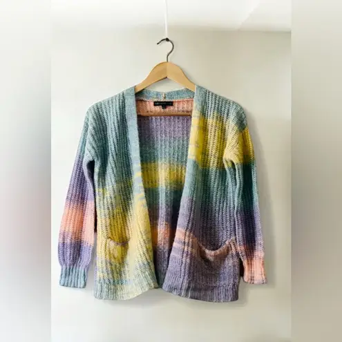 Love Ellie Rainbow Colors Cardigan Open Front Sweater with pockets